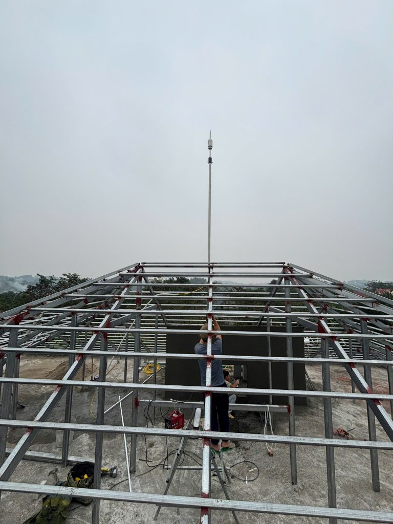 sơ đồ hệ thống chống sét Kim thu sét trên mái nối dây xuống bãi tiếp địa dưới đất